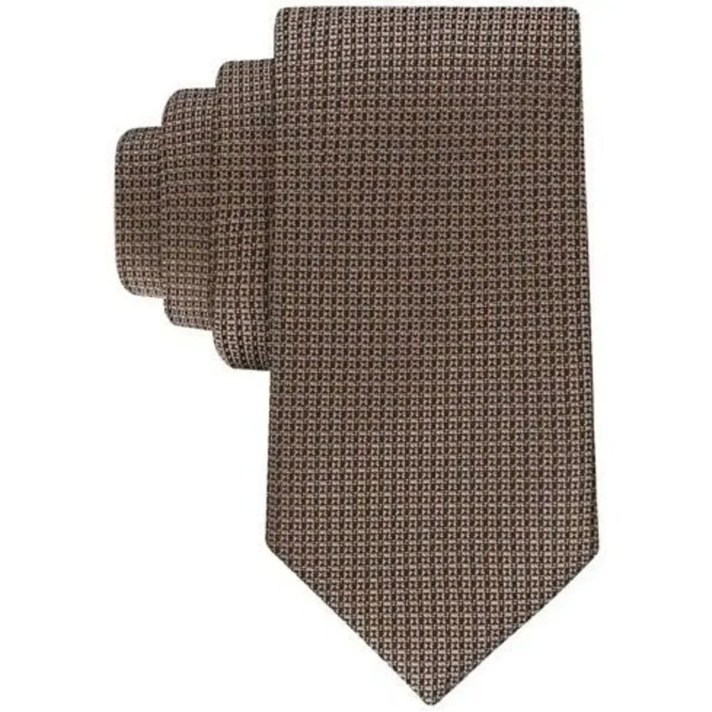 Calvin Klein NWT 3” Yvette Houndstooth Tie Brown OS